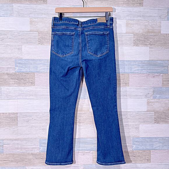 PAIGE Shelby Crop Flare Jeans Blue Dark Wash Mid Rise Stretch Denim Womens 30 - Picture 5 of 10